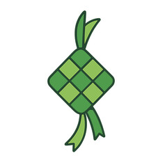 Ketupat Dumpling Cartoon Illustration.