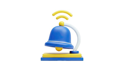 3D Blue Bell with Wi-Fi Signal Icon