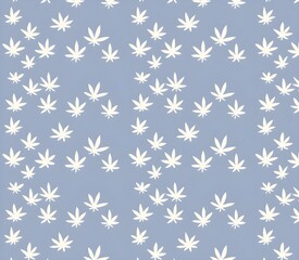 Minimalist White Leaf Silhouettes on Blue Background