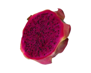 half of ripe dragon fruit isolated