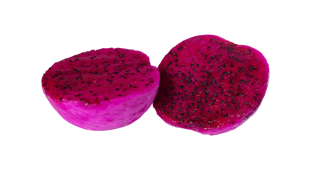slices of red dragon fruit isolated