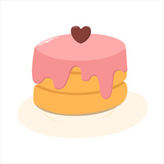 strawberry cake element object for design, cute style with soft color