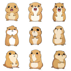 Set Icon of Prairie dog kawaii minimal flat