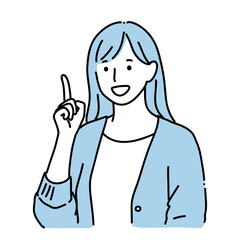 ひらめき・おすすめを伝える女性のイラスト｜アイデア・ポイント	ブルー