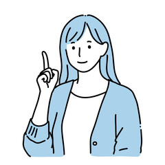 ポイントを説明する女性のイラスト｜注意・ルール・解説　ブルー