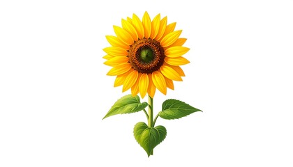 Obraz premium Vibrant digitally painted sunflower with bright yellow petals on white