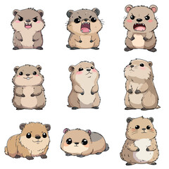 Set Icon of Rock hyrax kawaii minimal flat