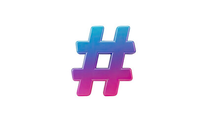 Obraz premium 3D Hashtag Symbol with Gradient Blue and Pink Colors