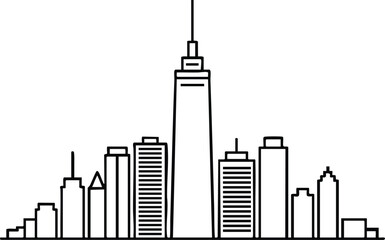 Obraz premium Minimalist City Skyline Line Art, silhouette, illustration, vector.