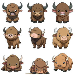 Set Icon of Takin kawaii minimal flat