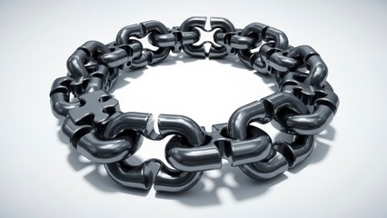 Heavy Duty Industrial Chain Bracelet with Unique Interlocking Links.