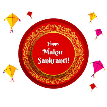 Happy makar sankranti kite celebration isolated on transparent background