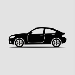 Fototapeta premium Black silhouette of car side view, clean generic shape, suitable for signage and icon use