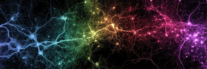 Colorful Neural Network Patterns Representing Synaptic Connections in a Digital Abstract Design