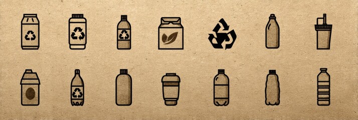 Recycling Symbols on Packaging in Various Forms and Designs for Eco-Friendly Awareness