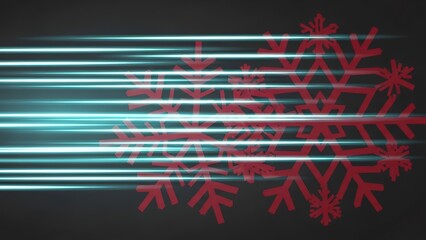 Abstract Red Snowflake with Dynamic Light Trails on Dark Background.