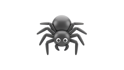 3D Cartoon Black Spider with White Eyes