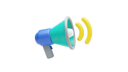 3D Cartoon Megaphone with Sound Waves
