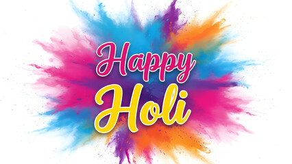 Vibrant holi celebration with colorful splashes and happy wishes