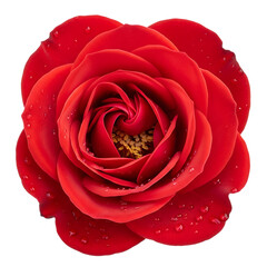 Vibrant red rose bloom isolated on transparent background