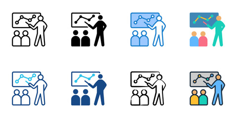 Fototapeta premium Training icons set multiple style collection. Editable stroke 