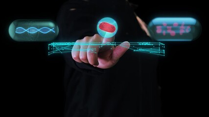 Scientist analyzing dna with holographic technology - Powered by Adobe