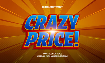 Crazy price editable sale text effect for black friday, year end sale