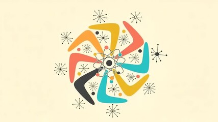 Colorful abstract design with human figures and stars - Powered by Adobe
