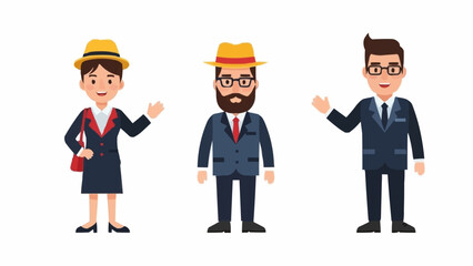 Cartoon Business Professionals - Diverse Team in Formal Attire.