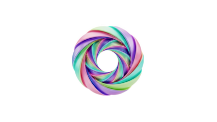 3D Colorful Swirl Abstract Shape on transparent background