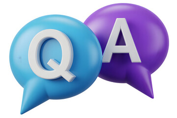 Blue and purple speech bubbles with Q and A letters