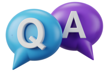 Blue and purple speech bubbles with Q and A letters