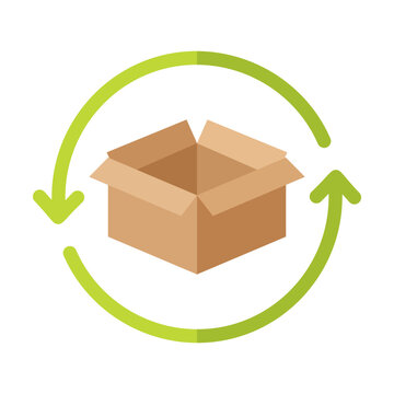 Return Package Flat Colored Icon for Refund Process
