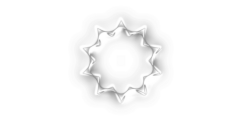 White wavy circular shape with pointed edges on a clean background.