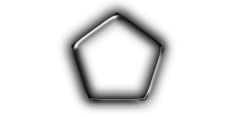 A simple, metallic-looking pentagon shape with a soft shadow on a white background, a basic graphic element.