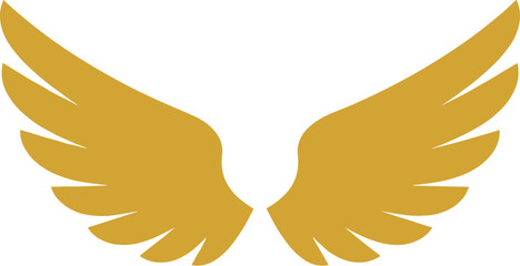 Obraz premium Golden Simple Flat Wings of Freedom Symbolic Icon Design Element