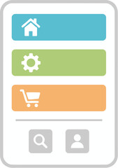 Flat Style Mobile Application Interface Elements Navigation Bar on Device Screen