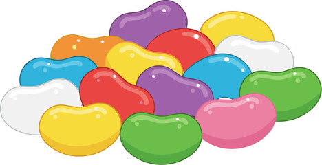 Colorful Pile of Jelly Beans Candy Treats Illustration for Confectionery Design
