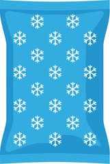 Flat Style Blue Ice Pack with Snowflake Pattern Healthcare Illustration