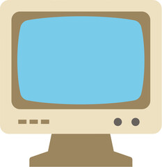 Flat Design Old Style Computer Monitor Retro Technology Illustration
