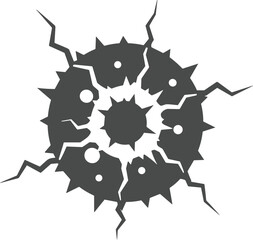 Spiked Dark Circle Cracked Impact Icon Design Element Illustration