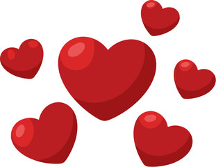 Flat Red Heart Illustration Floating Around Center Heart Icon Graphic