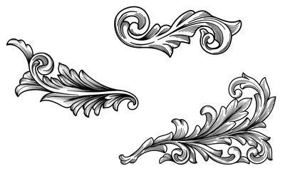 Hand drawn Vintage Baroque Decorative Victorian frame  with ornament engraving style vector illustration