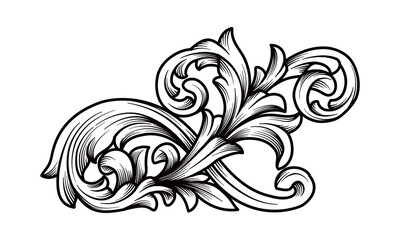 Abstract floral flourish engraving design ornament vector illustration