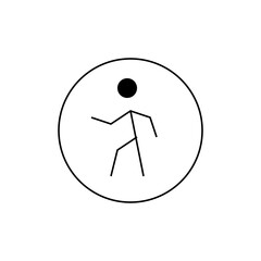 Stick Figure Person Dancing Energetically Inside a Circle Icon, Representing Movement, Freedom, and Celebration in a Minimalist Style