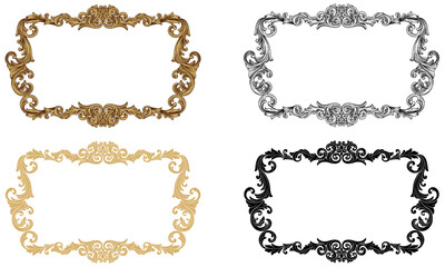 Set of vintage invitation frame design with detailed engraving ornament and text area. Hand drawn gothic classic frame baroque ornamental vector illustration collection