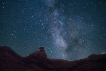 Milky Way over iconic Mexican Hat landscape Utah 