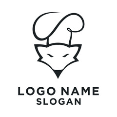 black fox head vector logo wearing a chef's hat