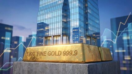 Single Gold Bar Fine Gold 999.9 3D