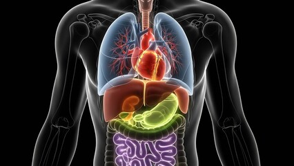 Detailed illustration of human digestive system anatomy